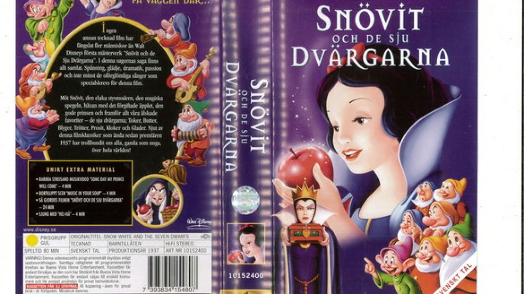 Tecknat Barn Svenska:Snövit och de sju dvärgarna (1937) DVDRIPPEN (Engelska) Hela Filmen (3D)